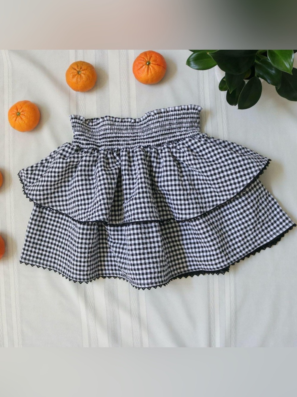 Sugarkiss black and white gingham ruffle tiered mini skirt - Picture 2 of 6